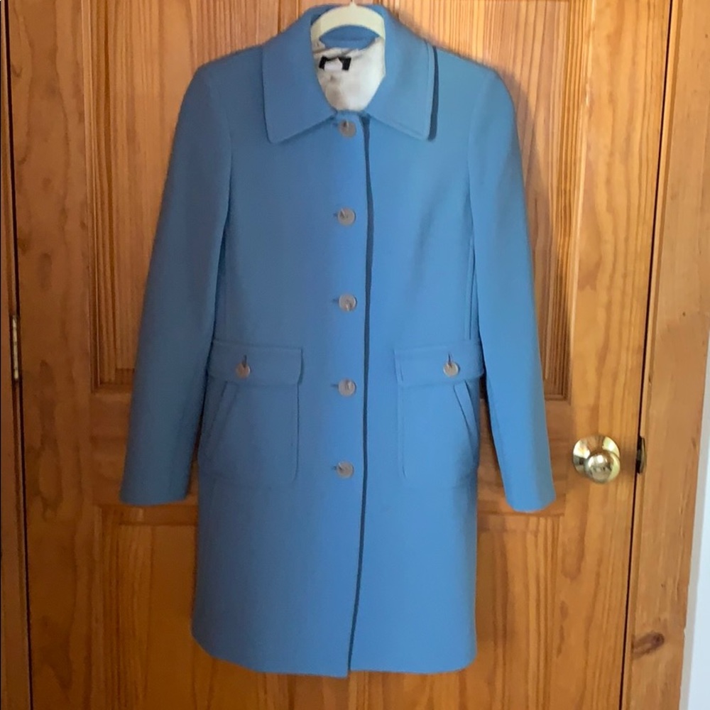 J. Crew Light Blue Wool-Blend Single-Breasted Coat